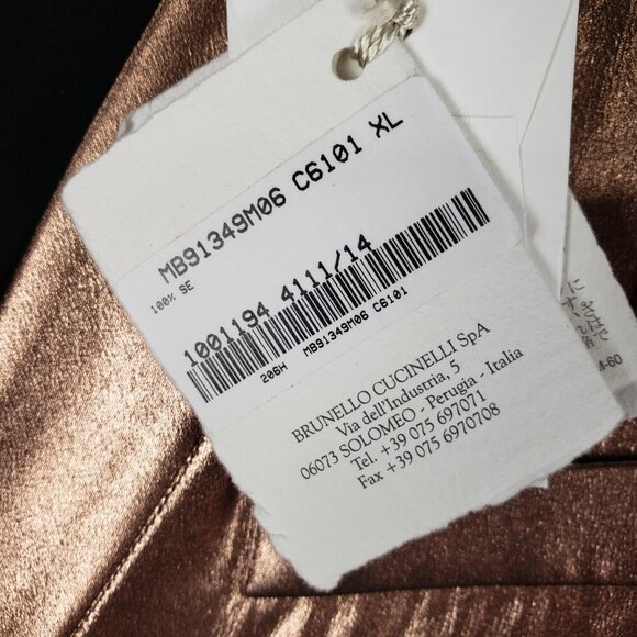 Brunello Cucinelli NWT Metallic Copper Silk Blouse Menswear Style Womens Size XL - Picture 11 of 15